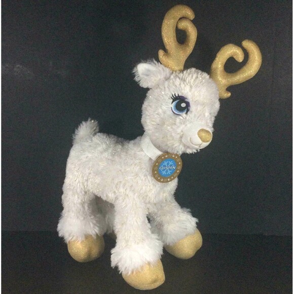 Build-A-Bear - Glisten - White + Gold Reindeer Plush w/Medallion - No Lights - Picture 1 of 6